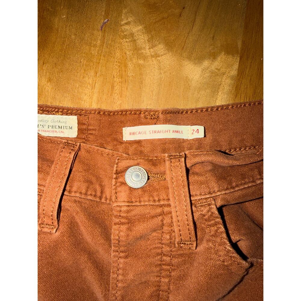 Levi's Ribcage Straight Ankle Velvet Jeans Tortoise Shell Brown Women's 24 - Picture 9 of 12